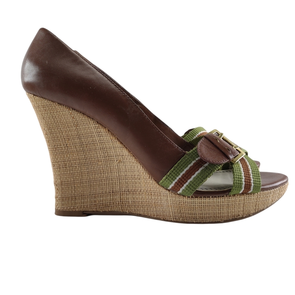 Charles David Faux Leather Wedge Sandals 10